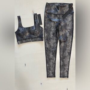 Mono B bra and legging set.  Snakeskin black and silver. NWT